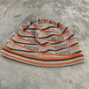 Vintage Patagonia Beanie Hat Made in France Y2K Geometric Knit Orange Brown L